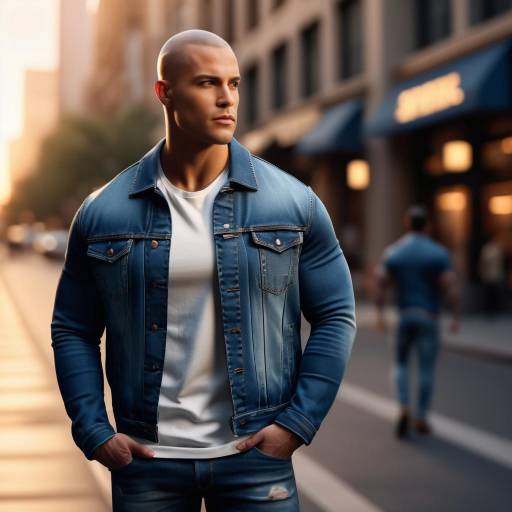 Muscular Man in Sunset Downtown Scene Muscular Man in Sunset Downtown Scene