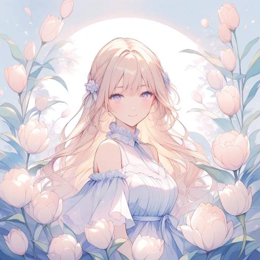 Delicate Watercolor Illustration of Young Woman
