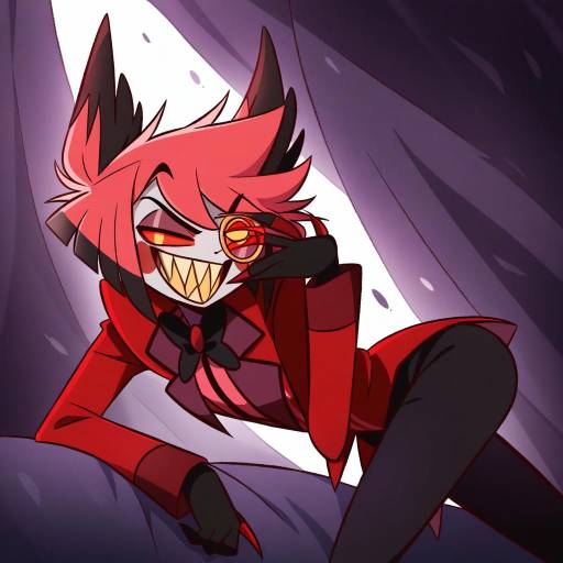 Illustration of Alastor (hazbin hotel), hazbin hotel in the style of Hana kazari