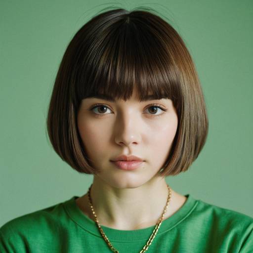 Young Woman with Modern Mushroom Haircut