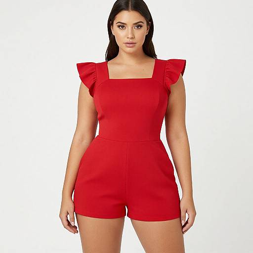 Contemporary Woman in Red Romper