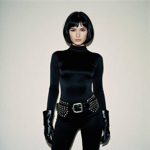 Woman in Black Bodysuit with Gloves