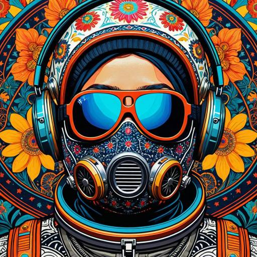 Radiant Astronaut in Colorful Patterns