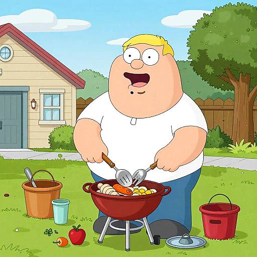 Blonde Family Guy BBQ Cartoon Scene