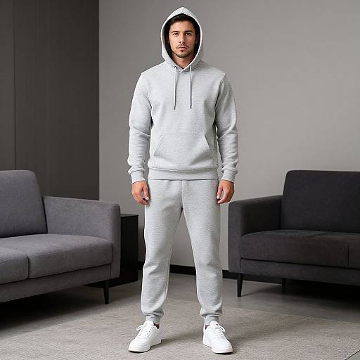Man in Grey Sweat Suit Set