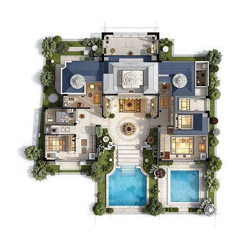 Luxury Mansion Floor Plan Blueprint