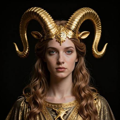 Golden Aries Symbol Victorian Portrait