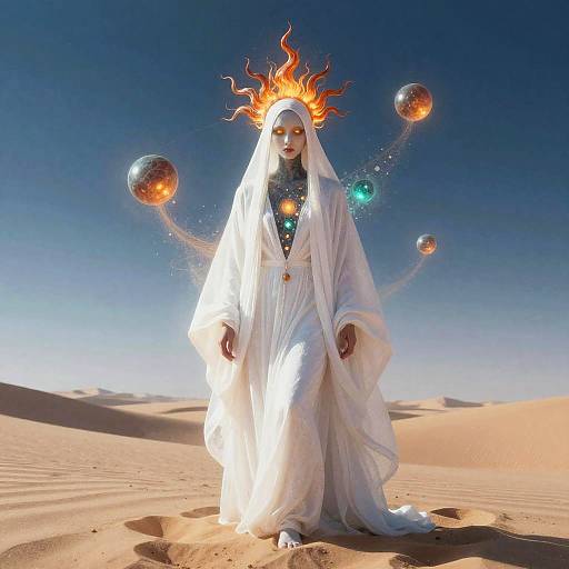 Ethereal Nomad in Surreal Desert Dawn
