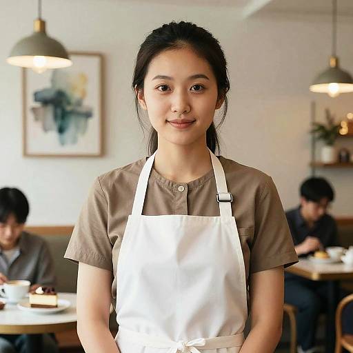 Intricate Cafe Scene with Waitress