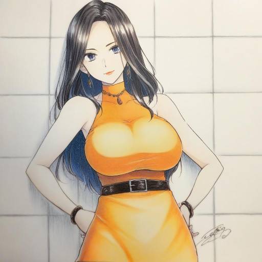 Anime Style Woman in Orange Dress