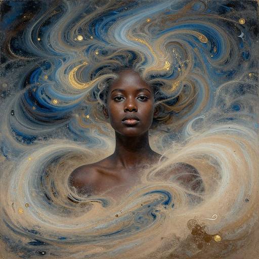 Ethereal Abstract Portrait with Celestial Swirls