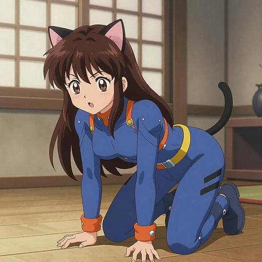 Retro-Futuristic Ninja Girl Illustration