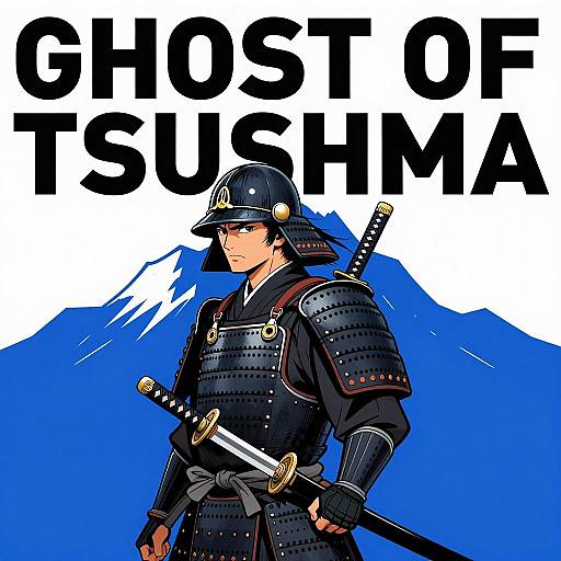 Epic Samurai in Black Armor Illustration