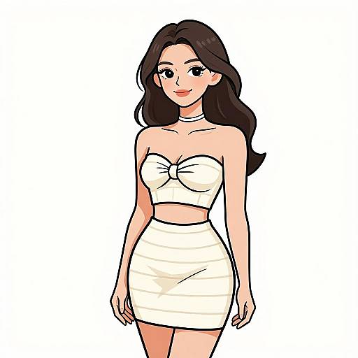 Stylish Smiling Woman in Ivory Outfit