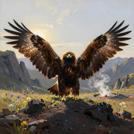 Majestic Golden Eagle on Crater Rim