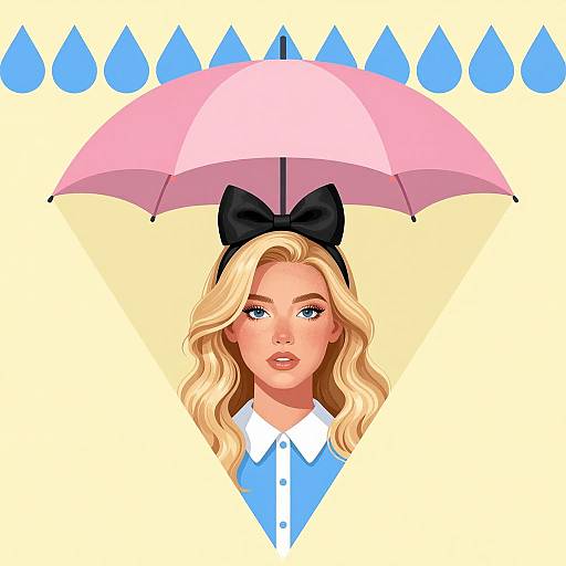 Blonde Woman in Colorful Geometric Design