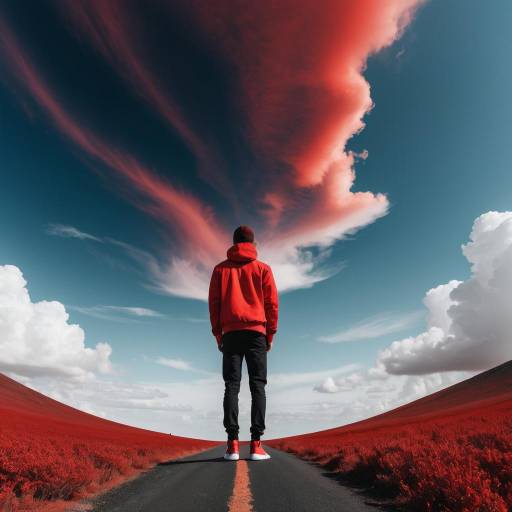 Full Body Gaze Towards Red Sky