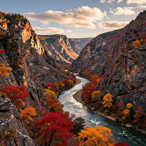 Autumn River Canyon Landscape
