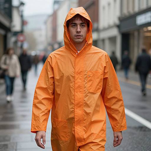 Man in Silly Orange Rain Suit