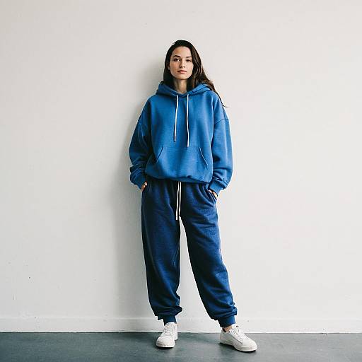 Woman in Blue Hoodie and Joggers