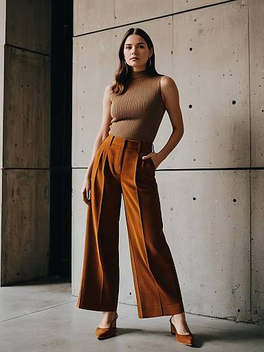 Woman in Casual Chic Brown Outfit