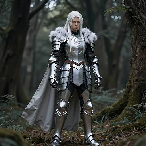 Fantasy Warrior Cosplay in Dark Forest