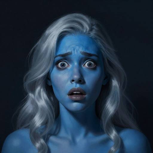 Shocked Blue Woman with Silver Hair