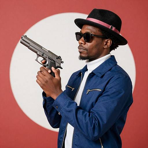 Stylish Man with Handgun Portrait