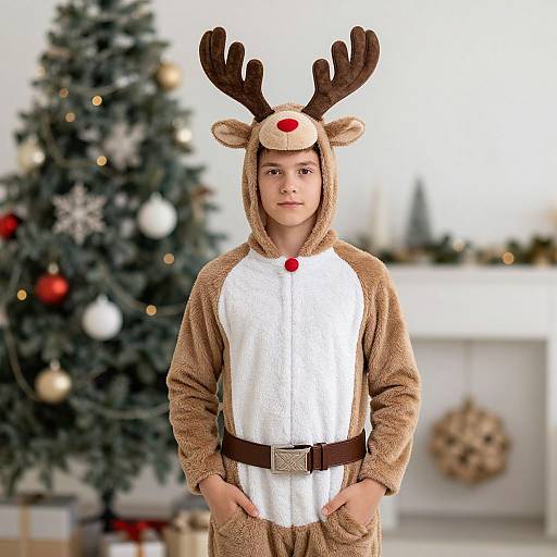 Male in Reindeer Costume Christmas Scene