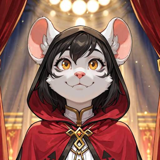 Anthropomorphic Mouse in Red Hooded Cloak