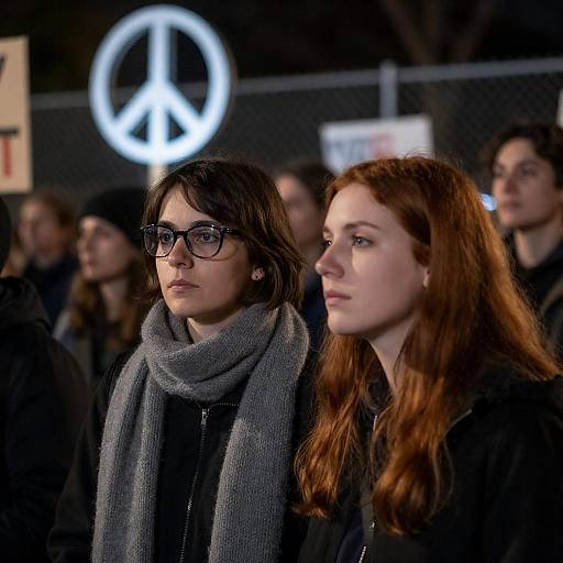 Women at Nighttime Peace Protest