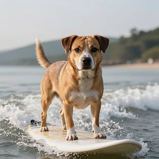 Hyper-Realistic Surfing Dog Scene