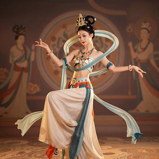 Photorealistic Dunhuang-Style Solo Dancer Portrait