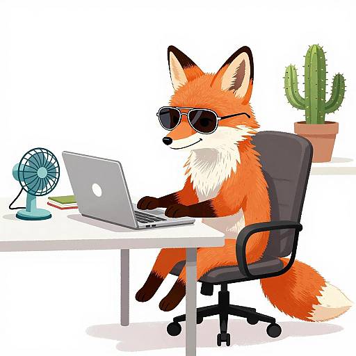 Creative Fox in a Cozy Workspace