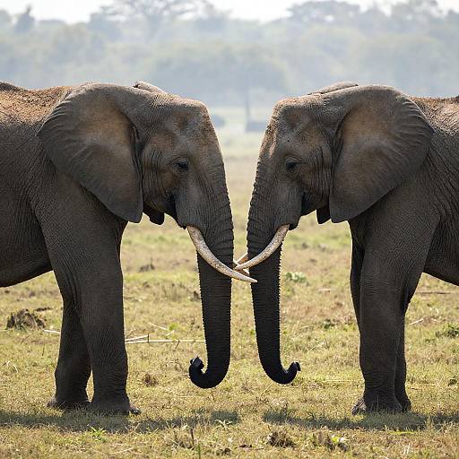 Majestic Elephants in Sunlit Meadow