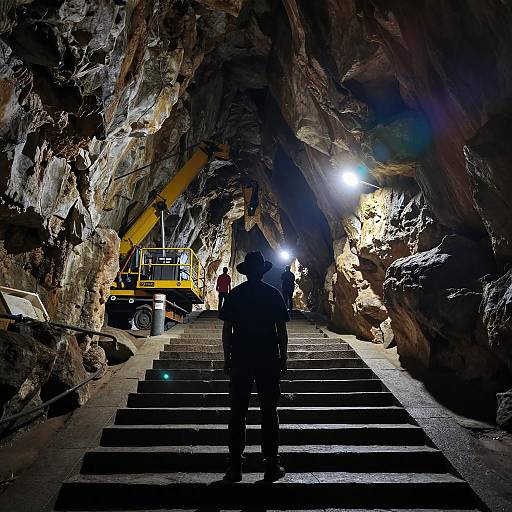 Mysterious Cavern with Silhouetted Figure