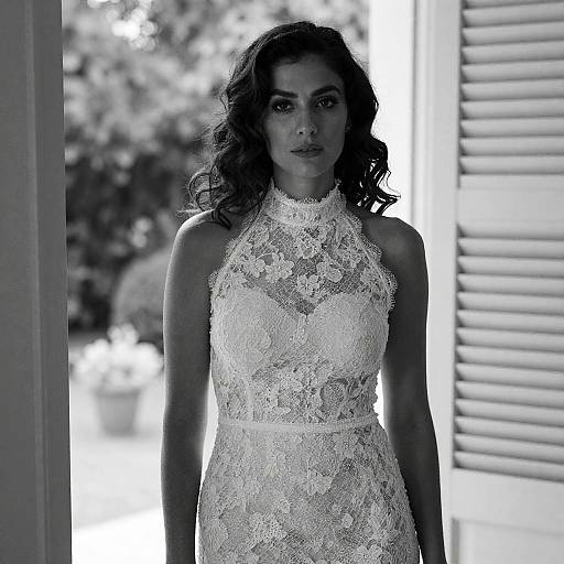 Elegant Woman in Lace Dress Portrait