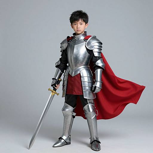 Boy Warrior in Armor with Sword