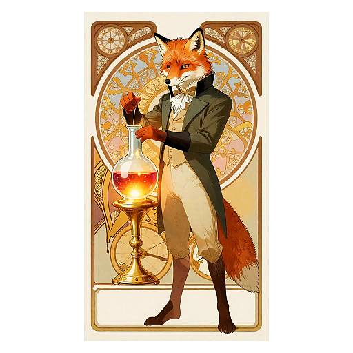 Clockwork Alchemist Fox in Victorian Frock