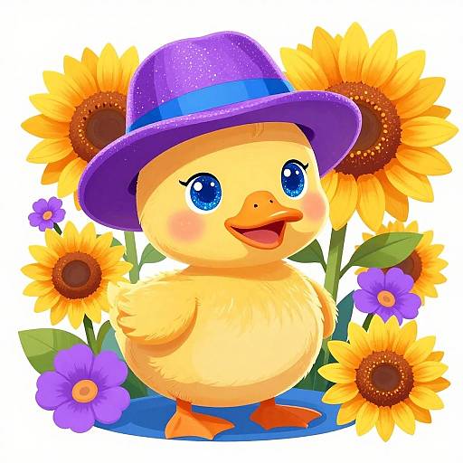 Cute Baby Duckling in Sparkling Hat