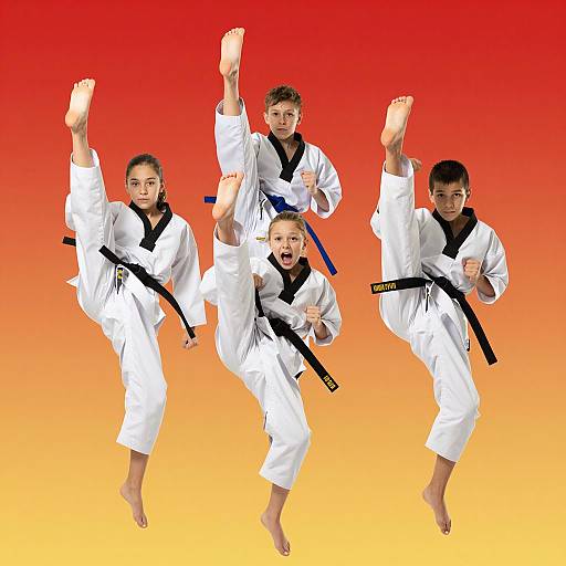 Dynamic Karate Kids in Action
