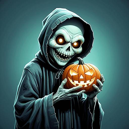 Whimsical Ghoul with Jack-o-Lantern