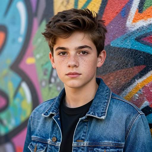 Teen Boy Portrait with Urban Graffiti