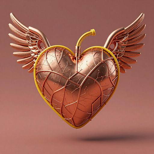 Realistic Metallic Heart Art with Cables