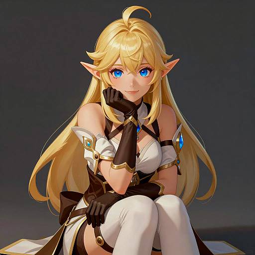 Digital Elf Girl with Blonde Hair and Blue Eyes