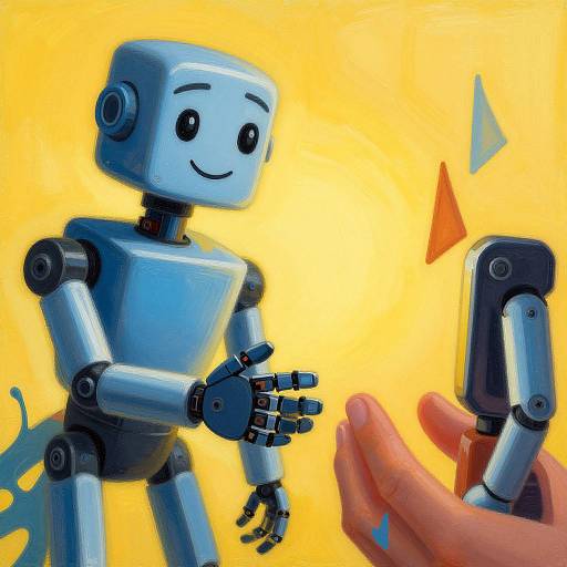 Cubist Friendly Robot with Human Face