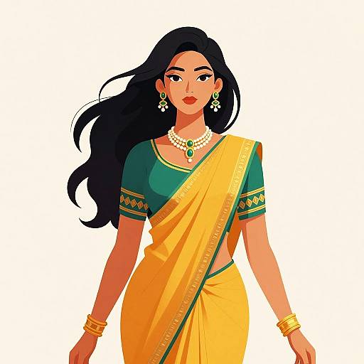 Elegant Woman in Traditional Indian Sari