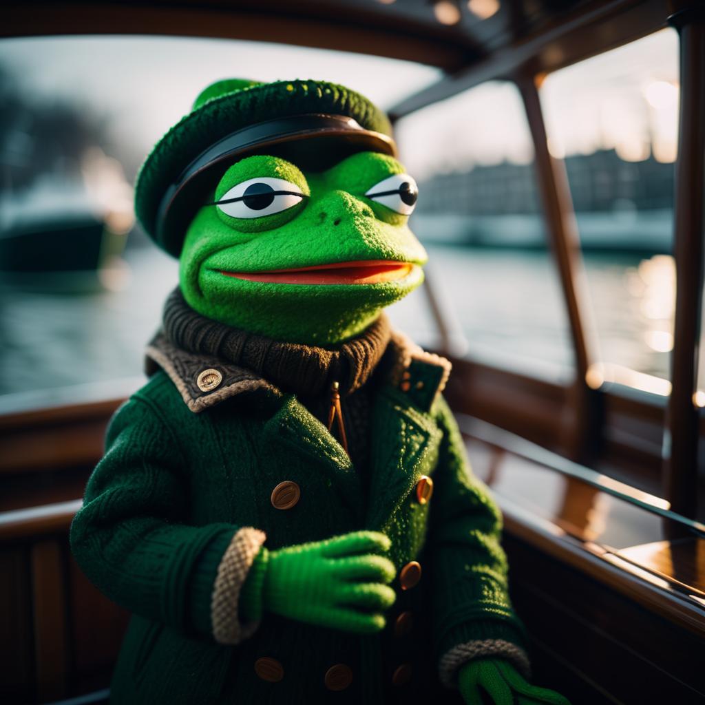 Pepe the Frog in a Cinematic Winter Scene