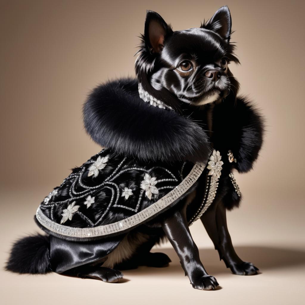 Glamorous Fashionable Dog in Faux Fur