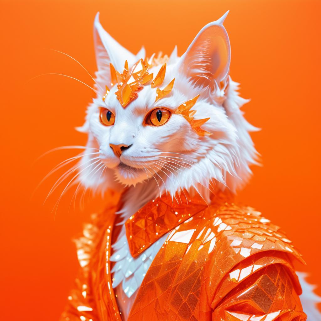 Surreal Crystalline Dragon-Cat Portrait